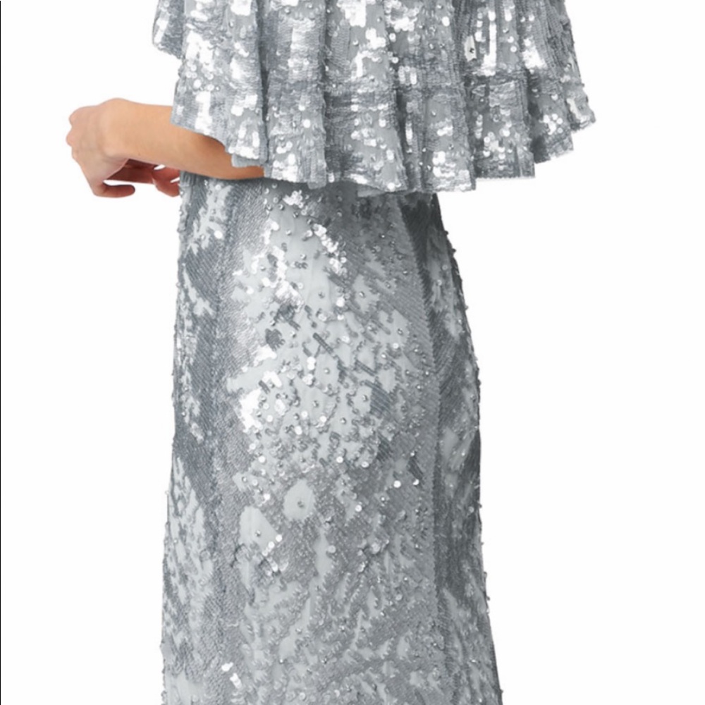Jenny Packham Regal Sequined Wrap Gown w/ Cape Back Size 14UK 10US.